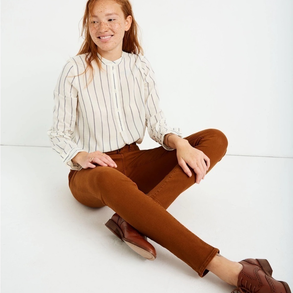 Madewell 9" Mid-Rise Skinny Jeans Garment-Dyed Button-Front Edition Burnt Sienna - Picture 2 of 10